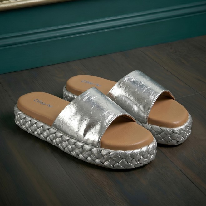 Cheemo Women Silver Casual Slip Ons