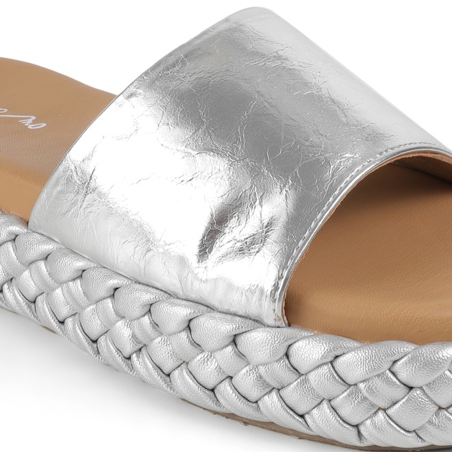 Cheemo Women Silver Casual Slip Ons (SKU: 92-317-27-38)