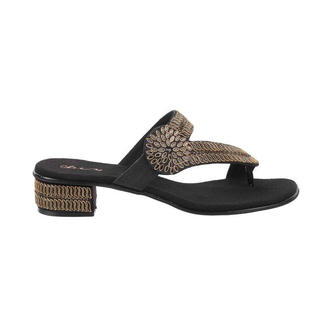 Cheemo Women Black Ethnic Slippers (SKU: 92-69-11-36)