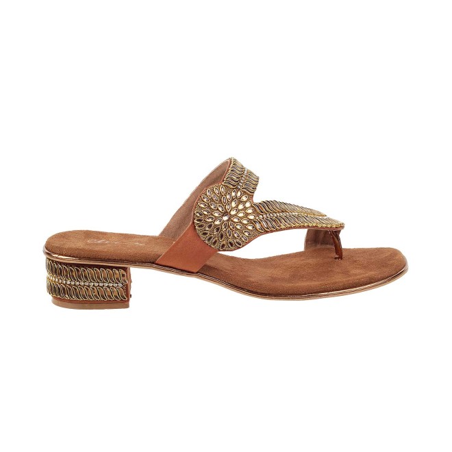 Cheemo Women Antique-Gold Ethnic Slippers (SKU: 92-69-28-36)