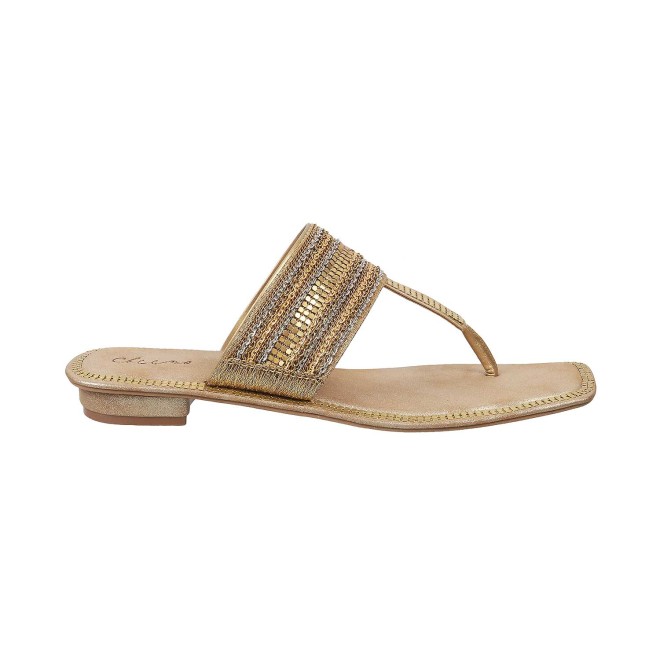 Cheemo Women Antique-Gold Ethnic Slippers (SKU: 92-82-28-37)