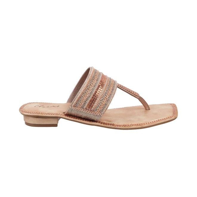 Cheemo Women Rose-Gold Ethnic Slippers (SKU: 92-82-52-37)