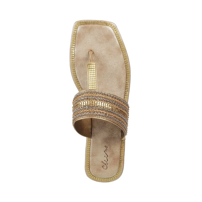 Cheemo Women Antique-Gold Ethnic Slippers (SKU: 92-82-28-37)